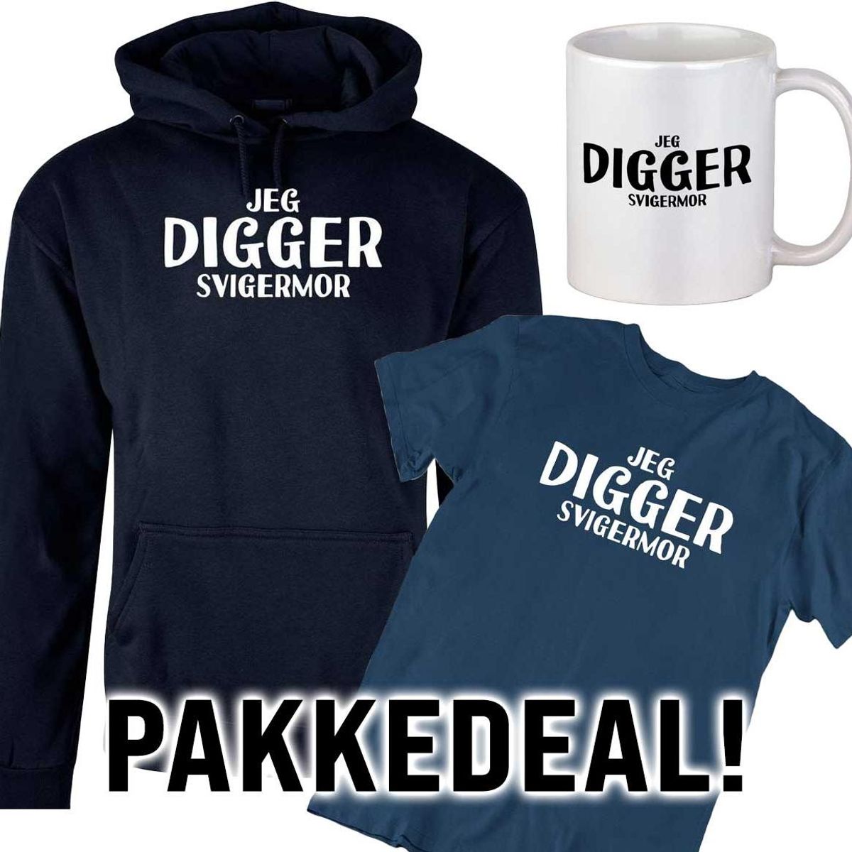 Jeg digger Svigermor Hettegenser + T-skjorte og Kaffekopp