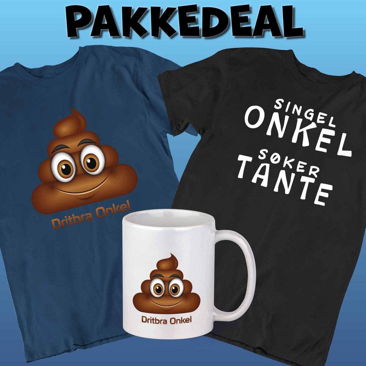 Onkel T-skjorte Pakke med kaffekopp - Singel og Dritbra
