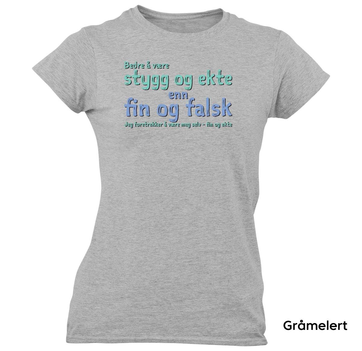 Fin og ekte T-skjorte Dame FARGE Trykk